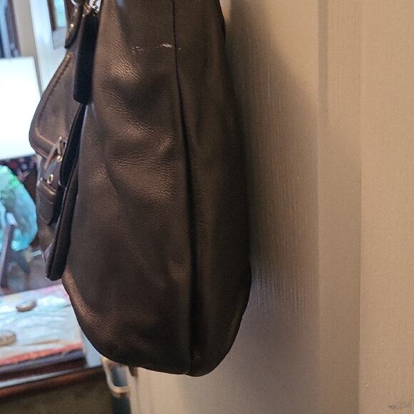 Coach Platinum Gray Leather Shoulder Bag Purse Tote with Buckle F24961 - Picture 7 of 16